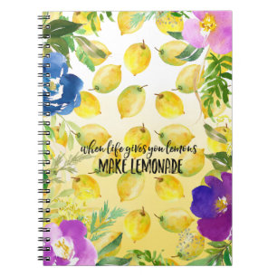 Lemons Rosa Blumenmoor Wasserfarbe inspirierend Notizblock