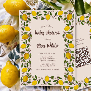 Lemons Rustic CUSTOM QR Code BABY SHOWER Einladung