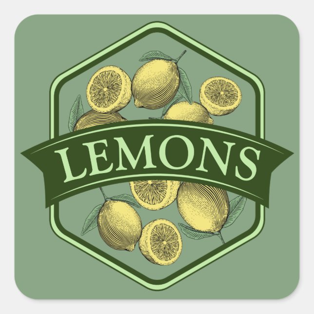 LEMONS-Sticker - Anpassbar Quadratischer Aufkleber (Vorderseite)