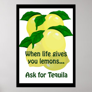 Lemons Tequila Funny Poster 20 x 28