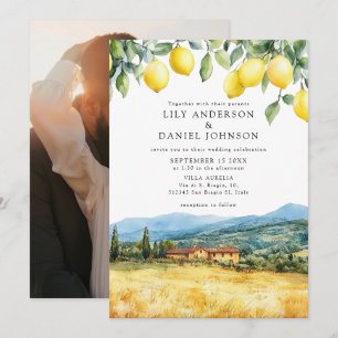 Lemons Tuscan Scene Italien Hochzeitsfoto Einladung
