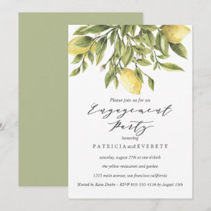 Lemons und Foliage Wedding-Party v2 Einladung