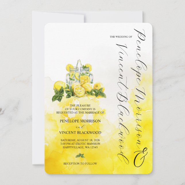 Lemons und Lemonade-Einladung zur Hochzeit Einladung (Vorderseite)