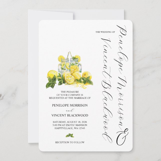 Lemons und Lemonade-Einladung zur Hochzeit Einladung (Vorderseite)