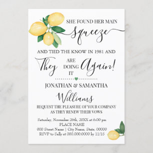 Lemons Vow Renewal Jahrestag Hochzeit Einladung