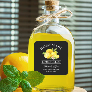 Lemons Wedding Danke Limoncello Black Quadratischer Aufkleber
