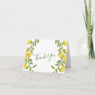 Lemons Wreath & Greenery Wasserfarbe Dankeskarte