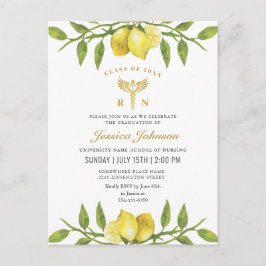 Lemons Wreath Nursing School Graduation Invitation