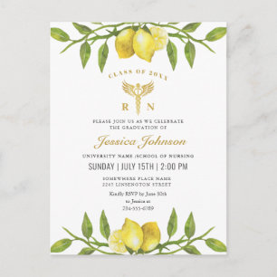 Lemons Wreath Nursing School Graduation Invitation