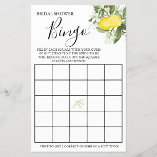 Lemony Brautparty Bingo Spielkarte Flyer