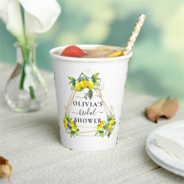 Lemony Elegant Gold Geometric Brautparty Paper Pappbecher