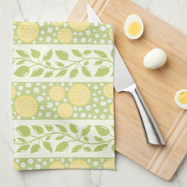 Lemony Vines Kitchen Towel Geschirrtuch (Viertel Falte)