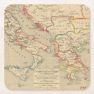 L'Empire d'Orient, l'Italie, 1200 1300 Rechteckiger Pappuntersetzer