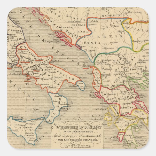 L'Empire d'Orient, l'Italie, 1200 a 1300 Quadratischer Aufkleber (Vorderseite)