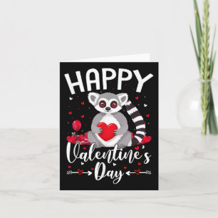 Lemur Holding Heart Lieben Happy Valentines Day Karte
