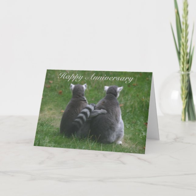 Lemur-Liebe! . Glücklicher Jahrestag Karte (Vorderseite)