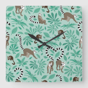 Lemur love mint leaves quadratische wanduhr