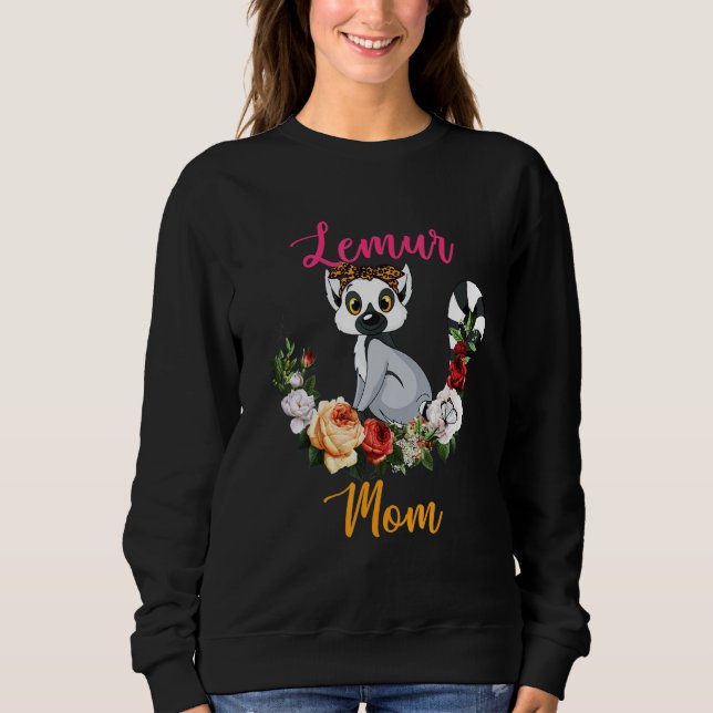 Lemur Mom Floral Lemur Bow Tie Lover Mother's Day Sweatshirt (Vorderseite)