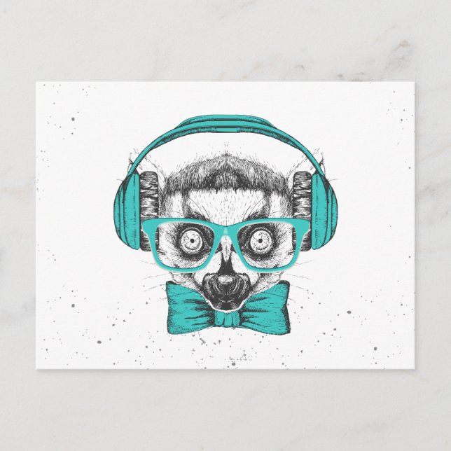 Lemur | Music Lover Postkarte (Vorderseite)
