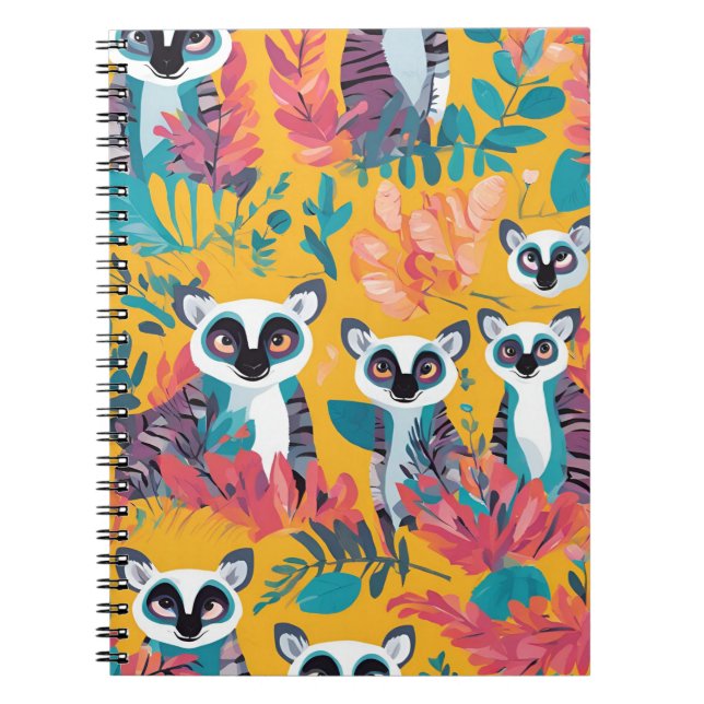 Lemur Paradise Notebook - Lebhaftes Jungle Design Notizblock (Vorderseite)