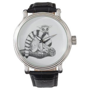 Lemur zeichnend armbanduhr