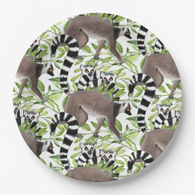 Lemuren auf Madagaskar im Dschungel Pappteller (Vorderseite)