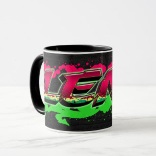 Lena Prénom Graffiti red Tasse verte
