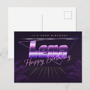 Lena prénom nom carte postale violette anniversair