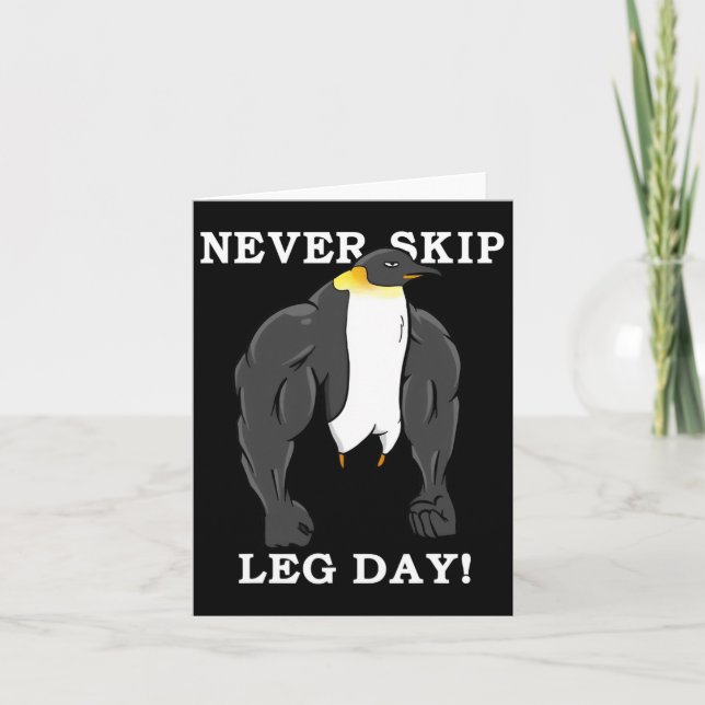 Leng Day Bodybuilding Pinguin Muscular W Karte (Vorderseite)