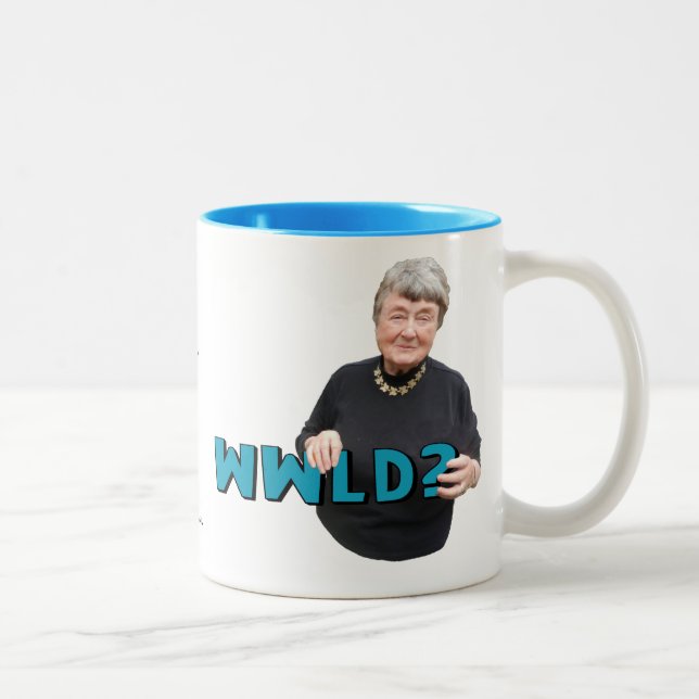 Leni-Marken-Klugheit - WWLD? Zweifarbige Tasse (Rechts)