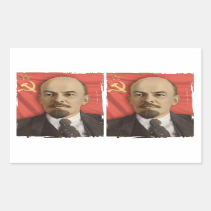 Lenin-Aufkleber (Schnitt in 2) Rechteckiger Aufkleber