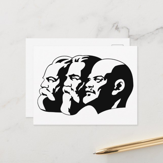Lenin, Marx, Engels, Sowjetunion, Kommunismus Postkarte (Vorderseite/Rückseite Beispiel)
