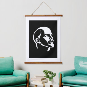 Lenin, UdSSR, CCCP, Sowjetunion, Kommunismus Wandteppich Mit Holzrahmen