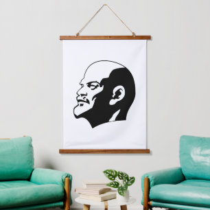 Lenin, UdSSR, CCCP, Sowjetunion, Kommunismus Wandteppich Mit Holzrahmen
