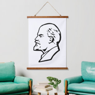 Lenin, UdSSR, CCCP, Sowjetunion, Kommunismus Wandteppich Mit Holzrahmen