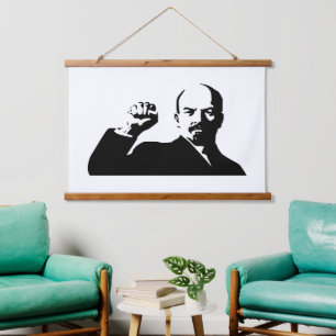 Lenin, UdSSR, CCCP, Sowjetunion, Kommunismus Wandteppich Mit Holzrahmen