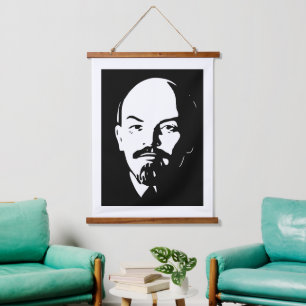 Lenin, UdSSR, CCCP, Sowjetunion, Kommunismus Wandteppich Mit Holzrahmen