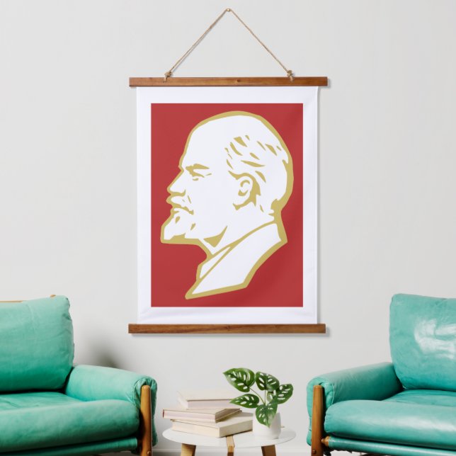 Lenin, USSR, CCCP, Soviet Union, Communism Wandteppich Mit Holzrahmen (Wohnzimmer)