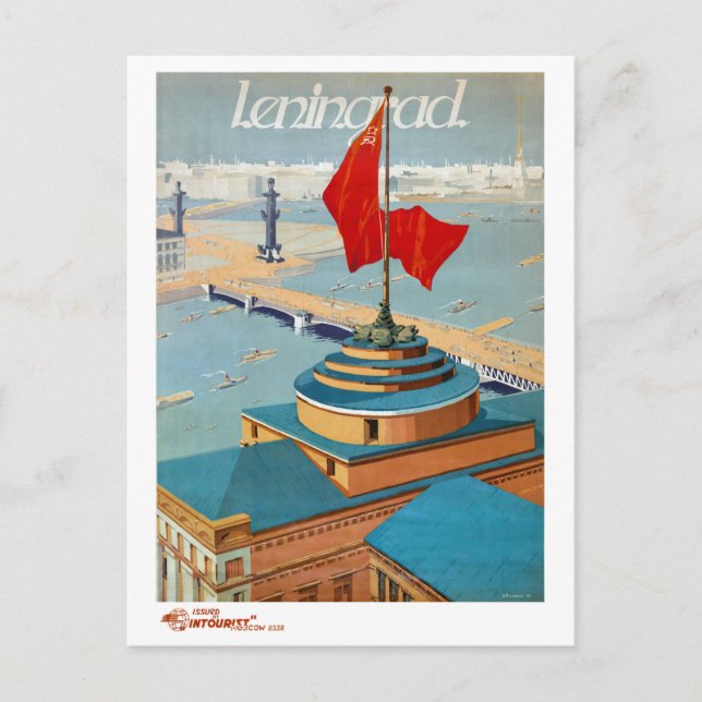 Leningrad USR Vintage Poster - Wiederherstellung Postkarte (Vorderseite)