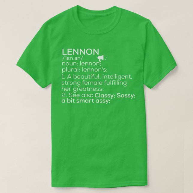 Lennon Name Lennon Definition Lennon Weibliche Bez T-Shirt (Design vorne)