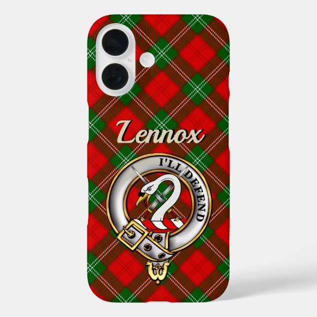 Lennox Clan Abzeichen & Tartan iPhone / iPad Gehäu iPhone 16 Hülle (Rückseite)