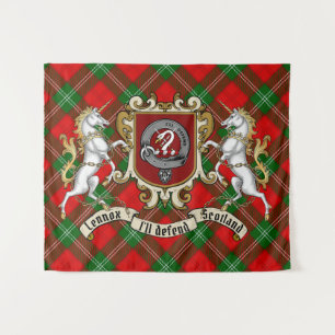 Lennox Clan Abzeichen & Unicorns mit Tartan Wandteppich