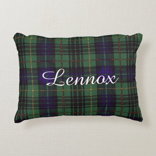 Lennox Clan karierter schottischer Tartan Dekokissen (Vorderseite)