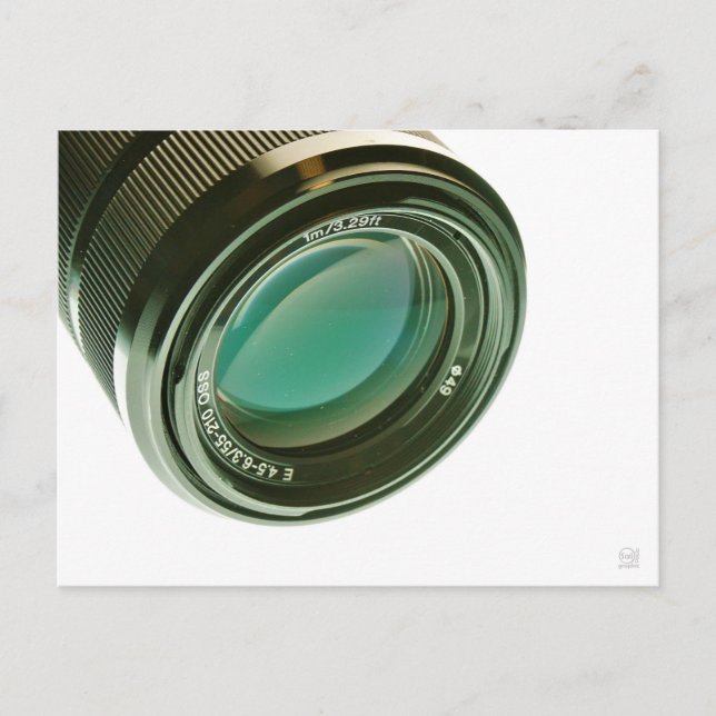 Lens van een fotocamera, een scherpe blik. postkarte (Vorderseite)