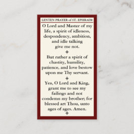 Lenten Prayer of St. Ephraim the Syrian mini card Visitenkarte