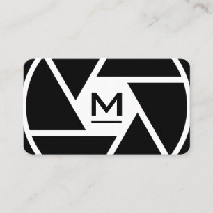 Lentille de caméra géante blanc noir Carte de visi