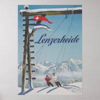 Lenzerheide Switzerland Retro Vintage Ski Poster