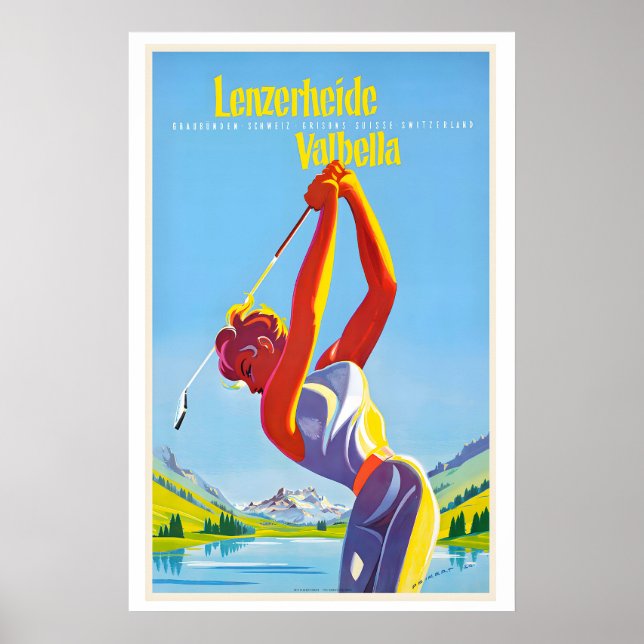 Lenzerheide Valbella Vintage Reiseposter Poster (Vorne)