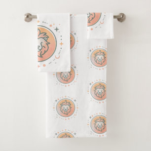 LEO, Abstract Design of the Zodiac Sign, Badhandtuch Set