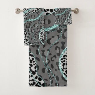 Leo Animal Print Glitter Glam 4 Badhandtuch Set
